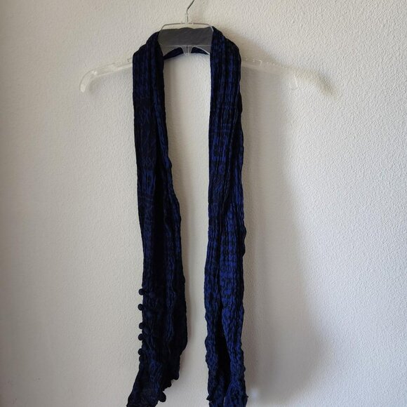 Vintage Y2K Navy Blue and Black Gauze Skinny Scarf Boho Indie Cottage - Picture 2 of 7